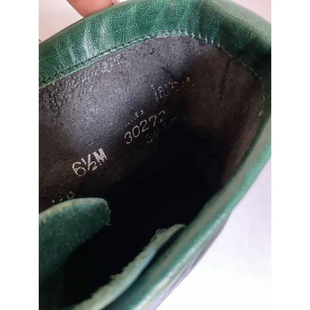 Vintage Laredo Roper Boots Black Green Leather  Women’s 6.5M Lace-Up Western - Picture 10 of 11